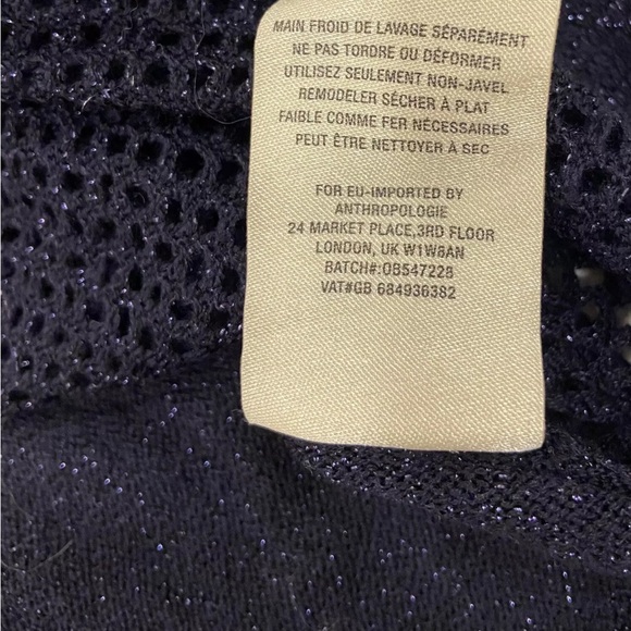 Anthropologie Moth Women’s Sweater Blue Metallic Asymmetrical Hem Size S - Picture 7 of 7